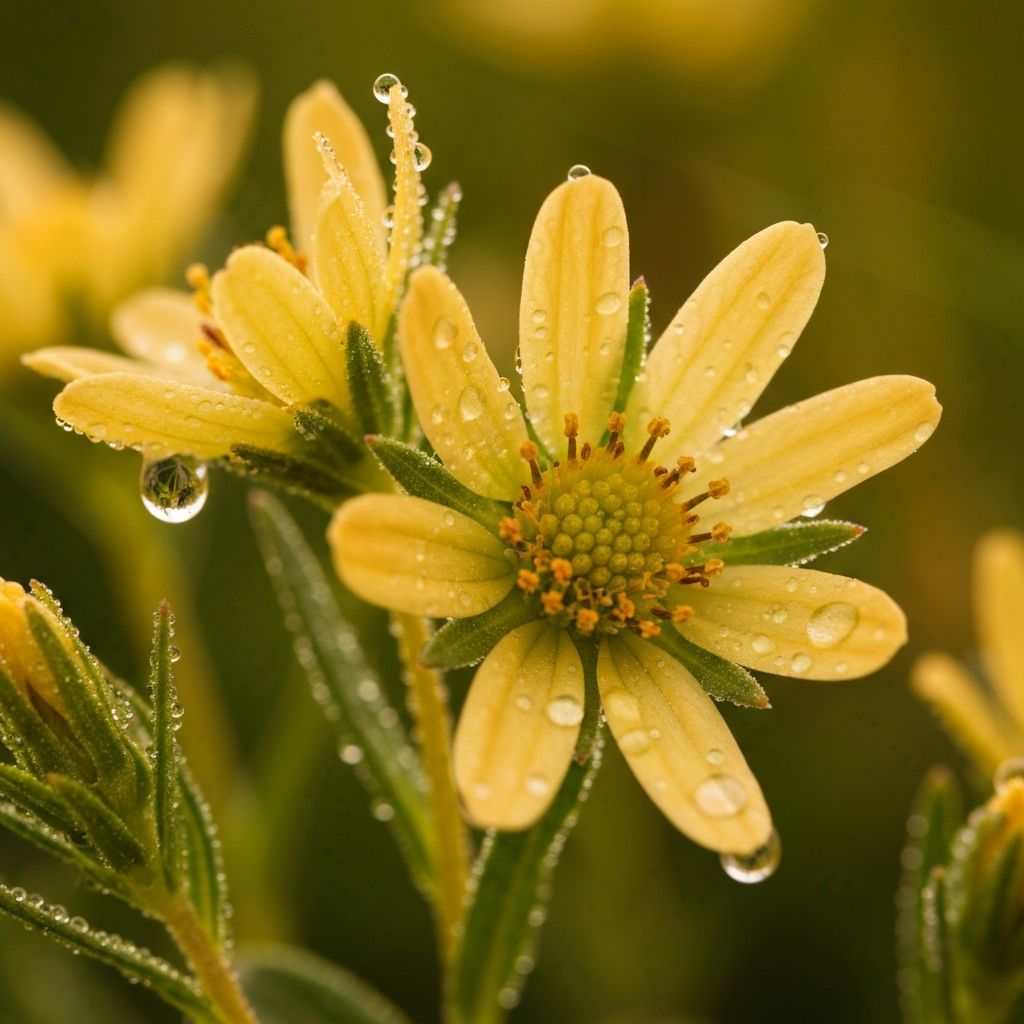 Alpine herbs with dew